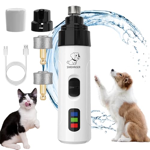 Heusom Silent Groom Pro, Silent Dog Nail Trimmer, Silent Groom Pro Dog Nails Heusom, Small And Portable, Rechargeable USB Charging Electric Pet Nail Grinder for Dogs Cats (White+2Grinding head) von Knubbuf