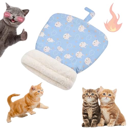 Knubbuf Cat Sleeping Bag, Cat Winter Sleeping Bag, Cute Cat Sleeping Bag with Tail, Semi-Enclosed Pet Sleeping Bed, Autumn and Winter Warm Pet Sleeping Bag for Indoor Cats, Small Dogs (Blue) von Knubbuf