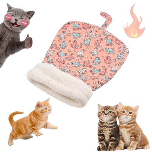 Knubbuf Cat Sleeping Bag, Cat Winter Sleeping Bag, Cute Cat Sleeping Bag with Tail, Semi-Enclosed Pet Sleeping Bed, Autumn and Winter Warm Pet Sleeping Bag for Indoor Cats, Small Dogs (Pink) von Knubbuf