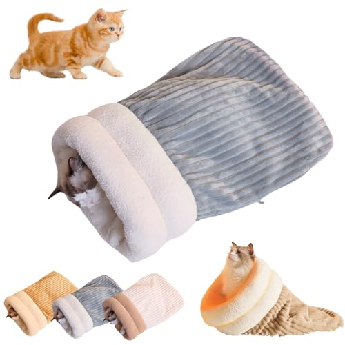 Knubbuf Cat Sleeping Bag, Cat Winter Sleeping Bag, Katzenschlafsack, Schlafsack für Katzen, Pet Mat Warming Pad Sack, Pet Sleeping Bag for Indoor Cats and Small Dogs (Blue) von Knubbuf