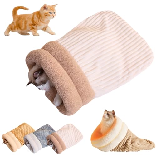 Knubbuf Cat Sleeping Bag, Cat Winter Sleeping Bag, Katzenschlafsack, Schlafsack für Katzen, Pet Mat Warming Pad Sack, Pet Sleeping Bag for Indoor Cats and Small Dogs (White) von Knubbuf