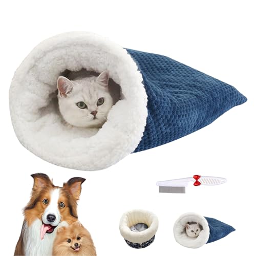 Knubbuf Cat Sleeping Bag, Cat Winter Sleeping Bag, Soft Plush Large Cat Sack Warm Cat Bed, Pet Mat Warming Pad Sack, for Indoor Cats and Small Dogs (1PC) von Knubbuf