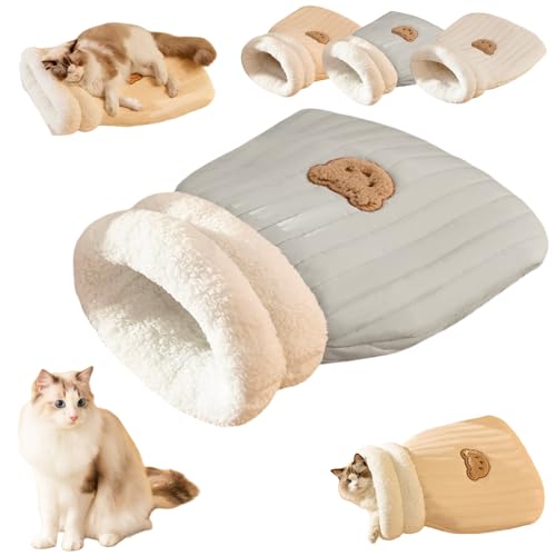 Knubbuf Cat Sleeping Bag, Katzenschlafsack, Katzen Schlafsack, Cat Winter Sleeping Bag, Schlafsack für Katzen, Halbgeschlossenes Haustierschlafbett für Katzen und Kleine Hunde (Blau) von Knubbuf