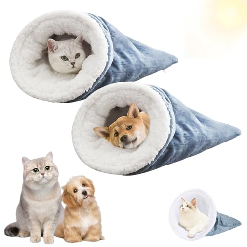 Knubbuf Cat Winter Sleeping Bag, New Upgraded Cat Sleeping Bag, Soft Plush Large Cat Sack Warm Cat Bed, Pet Mat Warming Pad Sack for Indoor Cats and Small Dogs (2 stück) von Knubbuf