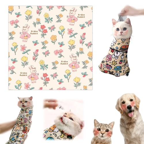 Knubbuf Cat Wrap for Cutting Nails, Cat Comfy Wrap, Cat Grooming Wrap, Self-Adherent Restraint Wrap, Multifunctional Pet Tool - Anti-Bite, Anti-Scratch, Anti-Escape (A, 45 * 45cm) von Knubbuf