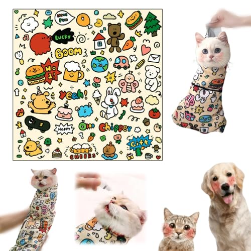 Knubbuf Cat Wrap for Cutting Nails, Cat Comfy Wrap, Cat Grooming Wrap, Self-Adherent Restraint Wrap, Multifunctional Pet Tool - Anti-Bite, Anti-Scratch, Anti-Escape (C, 35 * 35cm) von Knubbuf