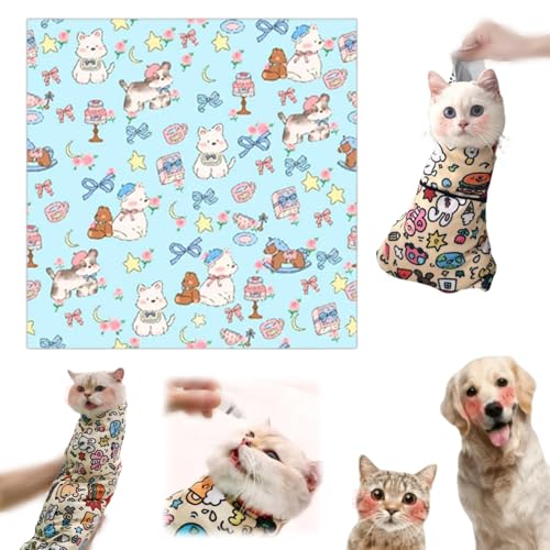 Knubbuf Cat Wrap for Cutting Nails, Cat Comfy Wrap, Cat Grooming Wrap, Self-Adherent Restraint Wrap, Multifunctional Pet Tool - Anti-Bite, Anti-Scratch, Anti-Escape (D, 35 * 35cm) von Knubbuf