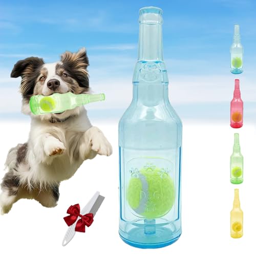 Knubbuf Pet Chew Beer Bottle Ball Toy, Ball in a Bottle Dog Toy, Crunch and Play Bottle Toy, Squeaky Interactive Dog Toys for Dogs of to Grind Teeth (Blue) von Knubbuf