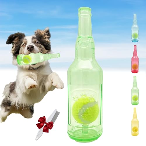 Knubbuf Pet Chew Beer Bottle Ball Toy, Ball in a Bottle Dog Toy, Crunch and Play Bottle Toy, Squeaky Interactive Dog Toys for Dogs of to Grind Teeth (Green) von Knubbuf