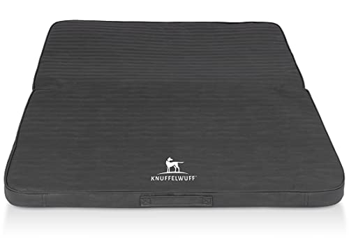 Knuffelwuff Faltbare Reisematte Orthopädisch Roanoke Hundematte aus Laser gestepptem Kunstleder 120 x 100cm Schwarz - Abnehmbarer Bezug - waschbar - für große, mittelgroße und kleine Hunde von Knuffelwuff