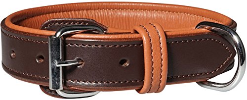 Knuffelwuff 13967-003 Leder Hundehalsband mit Schnallenschutz Detroit, 40-48 cm, braun von Knuffelwuff