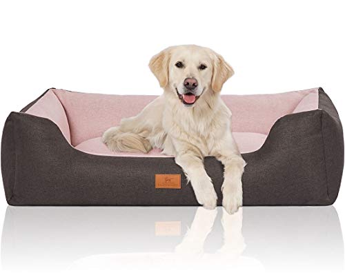 Knuffelwuff 14096-005 Hundebett Hundekörbchen Hundesofa Hundekissen Hundekorb Bezug Waschbar Luke Xl Schwarz-Rosa von Knuffelwuff