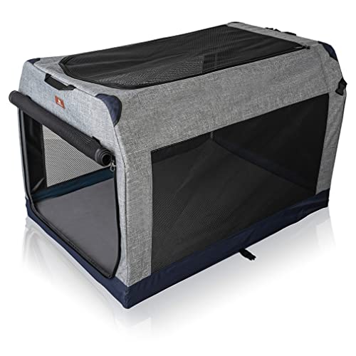 Knuffelwuff Faltbare Hundebox Auto Transportbox mit Aluminiumgestell für den Kofferraum M 61x46x43cm von Knuffelwuff