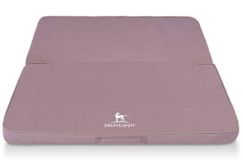 Knuffelwuff Faltbare Reisematte Orthopädisch Tacoma Hundematte aus Velours mit Handwebcharakter 100 x 80cm Rosa - Abnehmbarer Bezug - waschbar - für große, mittelgroße und kleine Hunde von Knuffelwuff