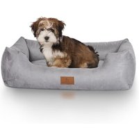 Knuffelwuff Hundebett Dreamline aus Velours grau M-L von Knuffelwuff