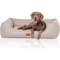 Knuffelwuff Hundebett Emma aus Velours mit feinem Handwebcharakter in Pastellfarben beige XXL von Knuffelwuff