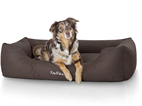 Knuffelwuff Hundebett Finlay aus Nylongewebe M-L 85 x 63cm Braun - Hundesofa mit erhöhte Ränder und abnehmbarem Bezug - leicht zu reinigen - für große, mittelgroße und kleine Hunde von Knuffelwuff