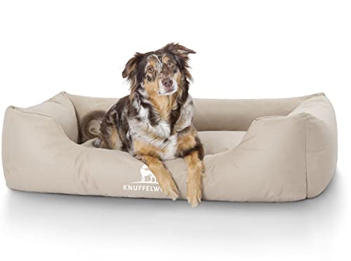 Knuffelwuff Hundebett Finlay aus Nylongewebe Übergröße XXXL 155 x 105cm Beige - Hundesofa mit erhöhte Ränder und abnehmbarem Bezug - leicht zu reinigen - für große, mittelgroße und kleine Hunde von Knuffelwuff