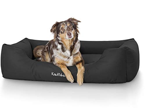 Knuffelwuff Hundebett Finlay aus Nylongewebe XXL 120 x 85cm Schwarz - Hundesofa mit erhöhte Ränder und abnehmbarem Bezug - leicht zu reinigen - für große, mittelgroße und kleine Hunde von Knuffelwuff