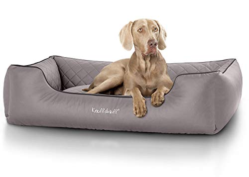 Knuffelwuff Hundebett Kunstleder Hundekorb Hundesofa Hundekissen Hundekörbchen waschbar Milan, M-L 85 x 63cm, grau von Knuffelwuff