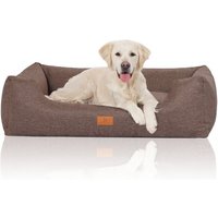 Knuffelwuff Hundebett Lotte aus Velours mit feinem Handwebcharakter braun/ grau XL von Knuffelwuff