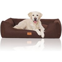 Knuffelwuff Hundebett Lotte aus Velours mit feinem Handwebcharakter braun XL von Knuffelwuff