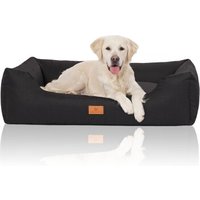 Knuffelwuff Hundebett Lotte aus Velours mit feinem Handwebcharakter schwarz XL von Knuffelwuff