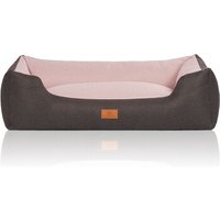 Knuffelwuff Hundebett Luke aus Velours mit feinem Handwebcharakter schwarz/ rosa XL von Knuffelwuff