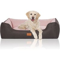 Knuffelwuff Hundebett Luke aus Velours mit feinem Handwebcharakter schwarz/ rosa XXL von Knuffelwuff