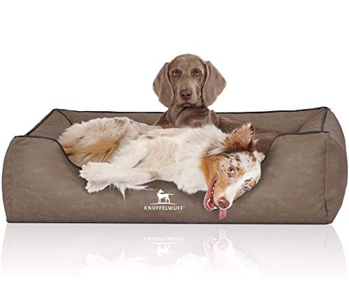 Knuffelwuff Hundebett Scottsdale aus Kunstleder XXL 120 x 85cm Stone von Knuffelwuff