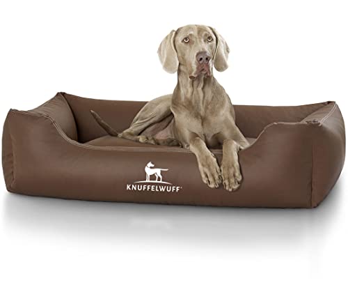 Knuffelwuff Hundebett Sidney Kunstleder Hundekorb Hundesofa Hundekissen Hundekörbchen waschbar Braun grosse Hunde XXXL 155cm x 105cm von Knuffelwuff