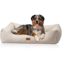 Knuffelwuff Hundebett aus Cord mit Handwebcharakter Olivia beige M-L von Knuffelwuff