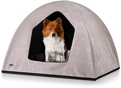 Knuffelwuff Hundehöhle Hundezelt Yucatan passend für Hundebetten, Hundematten, Hundekörbchen, Hundekissen M-L 90 x 70 x 70cm Beige von Knuffelwuff