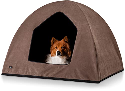 Knuffelwuff Hundehöhle Hundezelt Yucatan passend für Hundebetten, Hundematten, Hundekörbchen, Hundekissen M-L 90 x 70 x 70cm Braun von Knuffelwuff