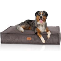 Knuffelwuff Hundekissen Lesedi aus Cord mit Handwebcharakter braun/ grau XL von Knuffelwuff