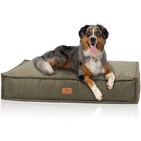 Knuffelwuff Hundekissen Lesedi aus Cord mit Handwebcharakter khaki XL von Knuffelwuff