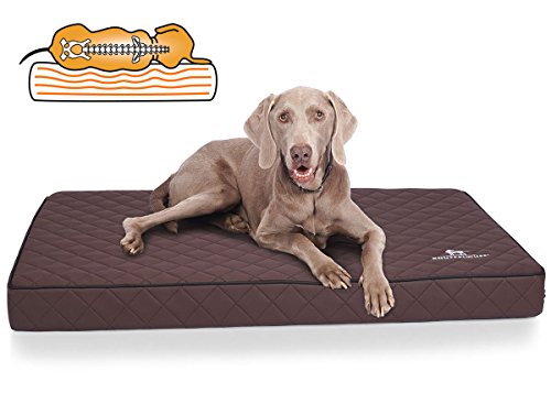 Knuffelwuff Orthopädische Hundematte Juna Hundebett aus laser gestepptem Kunstleder waschbar Hunde ortho orthopädisch memory 78x65cm Braun von Knuffelwuff