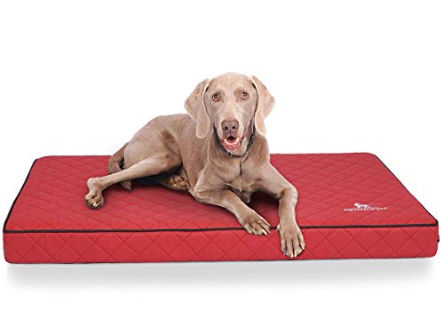 Knuffelwuff Orthopädische Hundematte Juna Hundebett aus laser gestepptem Kunstleder waschbar Hunde ortho orthopädisch memory 78x65cm Rot von Knuffelwuff