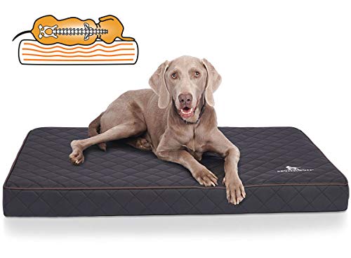 Knuffelwuff Orthopädische Hundematte Juna Hundebett aus laser gestepptem Kunstleder waschbar Hunde ortho orthopädisch memory 78x65cm Schwarz von Knuffelwuff