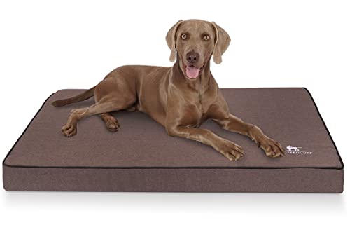 Knuffelwuff Orthopädische Hundematte Nantucket aus Velours mit Handwebcharakter XL 100 x 70cm Braun - Abnehmbarer Bezug - waschbar - für große, mittelgroße und kleine Hunde von Knuffelwuff