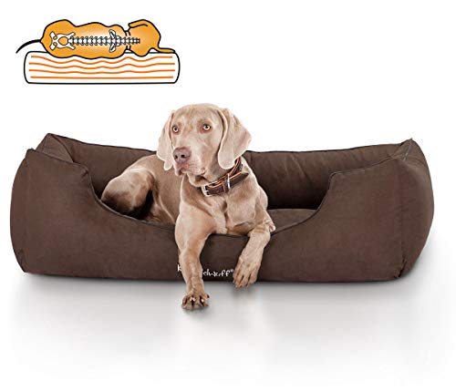 Knuffelwuff Orthopädisches Hundebett Amelie aus Velours mit Handwebcharakter Übergröße XXXL 155cm x 105cm Braun - abnehmbarer Bezug - waschbar - für große, mittelgroße und kleine Hunde von Knuffelwuff