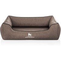 Knuffelwuff Orthopädisches Hundebett Amelie aus Velours mit Handwebcharakter braun M-L von Knuffelwuff