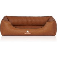 Knuffelwuff Orthopädisches Hundebett Chesapeake aus Laser gestepptem marmoriertem Kunstleder terracotta XL von Knuffelwuff