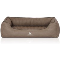 Knuffelwuff Orthopädisches Hundebett Columbia aus laser-gestepptem Kunstleder stone clay XL von Knuffelwuff