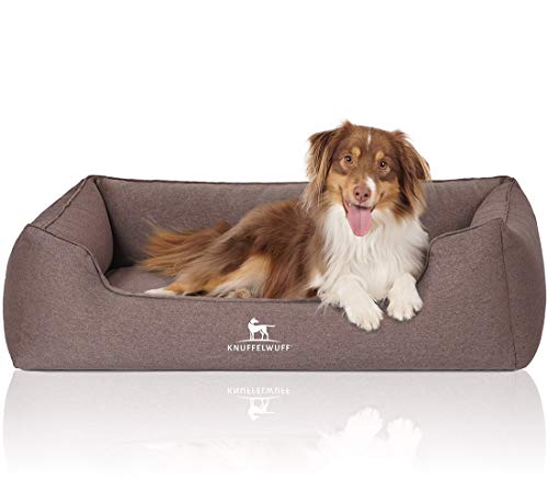 Knuffelwuff Orthopädisches Hundebett Leano aus Velours mit Handwebcharakter Übergröße XXXL 155 x 105cm Braun - abnehmbarer Bezug - waschbar - für große, mittelgroße und kleine Hunde von Knuffelwuff