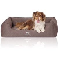 Knuffelwuff Orthopädisches Hundebett Leano aus Velours mit Handwebcharakter braun XL von Knuffelwuff