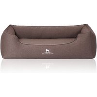 Knuffelwuff Orthopädisches Hundebett Leano aus Velours mit Handwebcharakter braun XXXL von Knuffelwuff