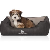 Knuffelwuff Orthopädisches Hundebett Outback aus laser-gestepptem Kunstleder schwarz/ grau M-L von Knuffelwuff