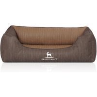 Knuffelwuff Orthopädisches Hundebett Outlander aus laser-gestepptem Kunstleder braun/ caramell M-L von Knuffelwuff