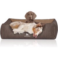 Knuffelwuff Orthopädisches Hundebett Outlander aus laser-gestepptem Kunstleder braun/ caramell XXL von Knuffelwuff